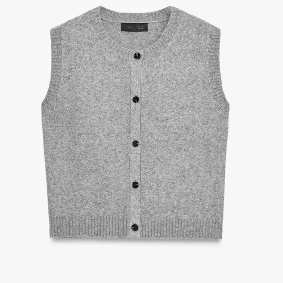 Zara Soft Knit wool blend gray button up Sweater Vest Womens Size Medium - Picture 9 of 9